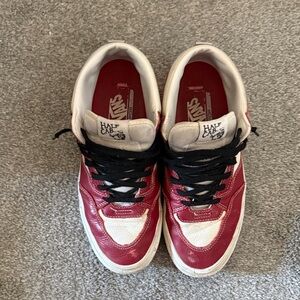 Vans Half Cab Red and White Skate Shoes